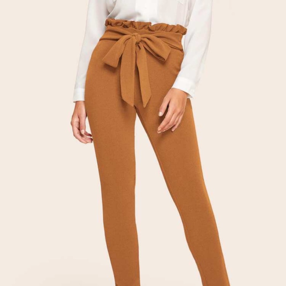 Paper bag tie waist pants